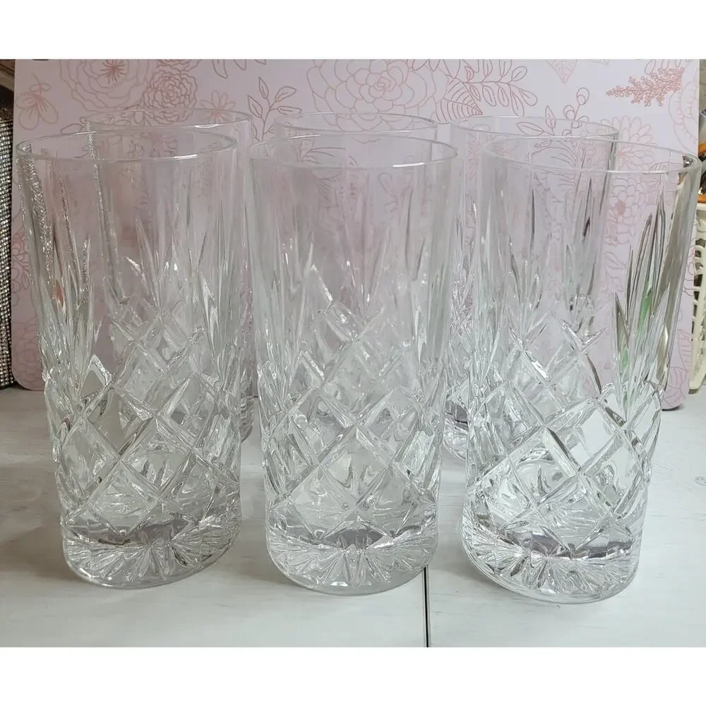 Vintage Bohemia Crystal Highball Glasses, set of 6 (12oz)